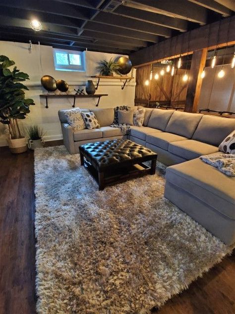 Loft Basement, Cheap Basement Remodel, Industrial Basement, Basement Decoration, Small Basement Remodel, Basement Remodel Diy, Basement Inspiration, Basement Laundry, Basement Living Rooms