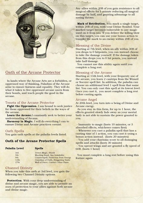 Oath of the Arcane Protector Paladin by Josiahzimm 5e Paladin Oath, Paladin Homebrew Oath, Dnd Homebrew Paladin Oaths, Dnd Homebrew Classes 5e Paladin, Dnd Cleric Subclass Homebrew, Paladin Oath, Dnd Feats, Paladin Dnd, Dnd Subclasses