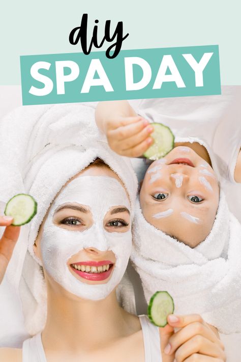 Fun ideas for a DIY Spa Day or Spa Night #spa Spa Day Food Ideas, Mommy Daughter Spa Day At Home, Mommy And Me Spa Day At Home, Mom And Daughter Spa Day, At Home Spa Day Ideas, Family Fun Day Ideas, Family Fun Night Ideas Kids, Spa Night Party, Mother Daughter Spa