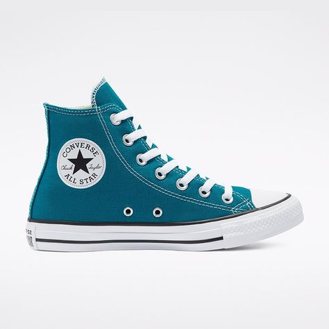 Trendy Converse, Turquoise Converse, Converse Ideas, White Converse Outfits, Shoe Converse, High Top Shoe, Custom Boots, All Stars Converse, Style Sportif