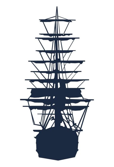 Silhouette of an old sailing ship Pirate Ship Silhouette, Ship Silhouette, Galleon Ship, Ship Sailing, Old Sailing Ships, Vector Game, Pirate Ship, Sailing Ships, Game Design