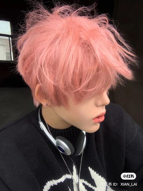 Guys With Pink Hair, Pink Hair Guy, Baby Pink Hair, Light Pink Hair, Hot Pink Hair, Hair Tint, Peach Hair, Pastel Pink Hair, Men Hair Color