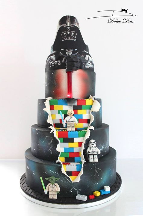 #cake #cakedesign #gâteau # DolceDita Lego Starwars Cake, Lego Star Wars Cake, Star Wars Theme Birthday, Star Wars Birthday Cake, Lego Birthday Cake, Star Wars Theme Party, 10 Birthday Cake, Dino Cake, Cool Cake Designs