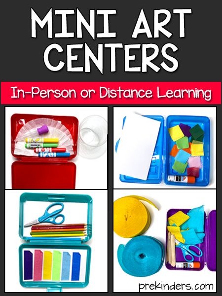 These fun ideas for a mini art center are great for your PreK students. PreKinders gives great ideas on how to do this in person or at a distance. This is a quick and practical way to organize your art center. Steam Centers For Kindergarten, Art Centers Kindergarten, Art Centers For Elementary, Pre K Art, Art Center Preschool, Classroom Areas, Hybrid Learning, Wonder Wall, Art Unit