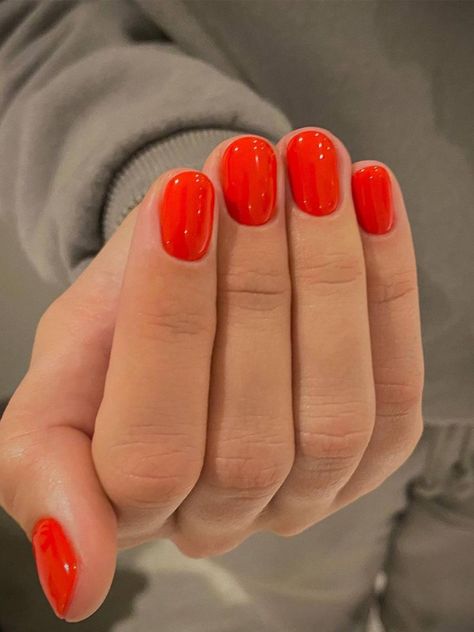 Vacation Nail Colors, Types Of Nails Shapes, Gel French Manicure, Squoval Nails, Nails Trends, Nails Red, Vacation Nails, Round Nails, Glass Nails