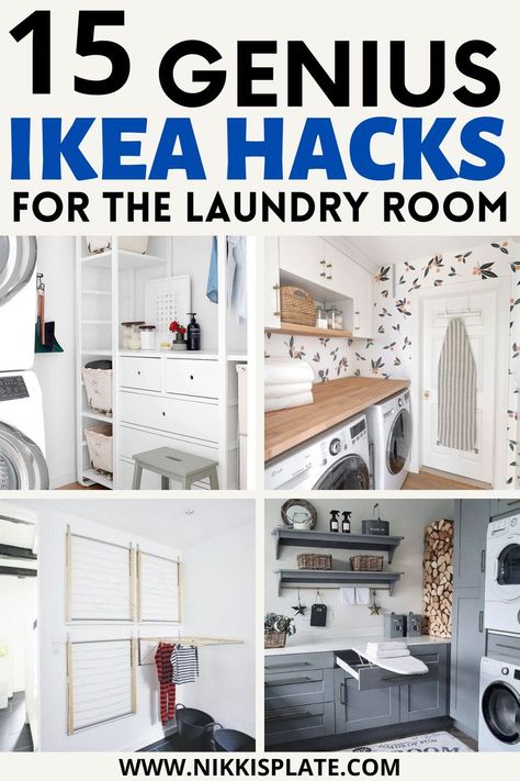 15 Genius IKEA Hacks for the Laundry Room; BEST Ikea Hacks for the Laundry Room; here are creative and useful DIY IKEA projects created just for laundry rooms. Laundry Room With Ikea Cabinets, Laundry Ikea Ideas, Lavanderia Ikea Laundry Rooms, Utility Room Ideas Ikea, Laundry Room Cabinets Small Space, Ikea Laundry Room Ideas Hacks, Ikea Laundry Closet, Ikea Built In Laundry Room, Ikea Cabinet Laundry Room