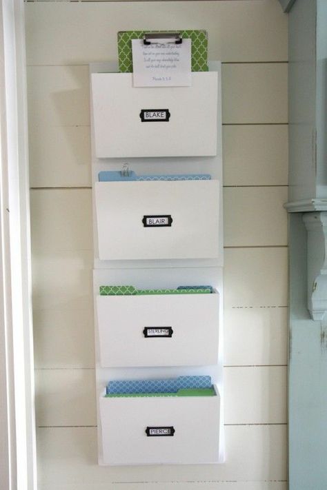 Kitchen Wall Organizer, Wall File Organizer, Command Centers, Youth Work, Wall File, Kids Homework, Folder Organization, File Organizer, Paper Clutter