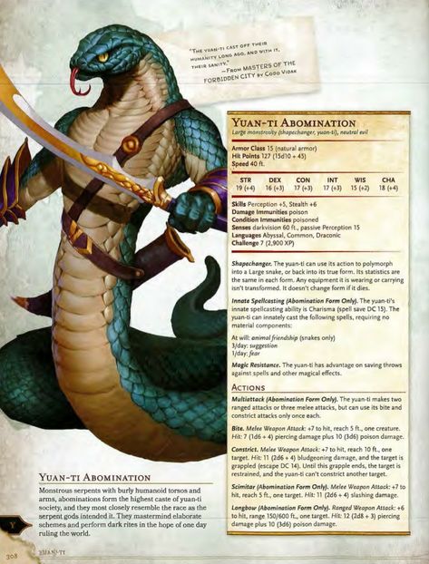 Yuan Ti Abomination 5e Dnd Serpent, Dnd Yuan-ti Abomination, Dnd Snake, Yuan Ti Abomination Art, Dnd Snake People, Yuan Ti Pureblood Male, Dnd Snake Monster, Yuan Ti Abomination, Dnd Yuan Ti