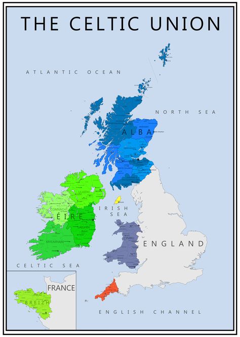 Celtic Union. British Isles Map, Map Of Britain, Celtic Nations, The Celts, Imaginary Maps, Ancient Celts, Geography Map, Celtic Culture, Europe Map