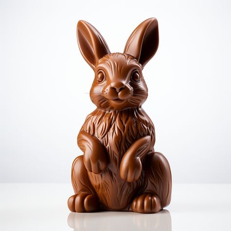 chocolate figure of easter bunny in serene pose Chocolate Figures, Childhood Candy, Easter Bunny Chocolate, Chocolate Bunnies, Chocolate Easter Bunny, Bird Figure, Chocolate Bunny, Easter Art, Chocolate Eggs