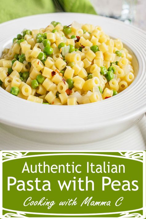 Spaghetti And Peas Recipe, Pasta And Peas Italian, Peas And Macaroni, Pasta And Peas Recipe, Ditalini Pasta Recipes, Peas And Pasta, Pasta And Peas, Peas Pasta, Pea Pasta