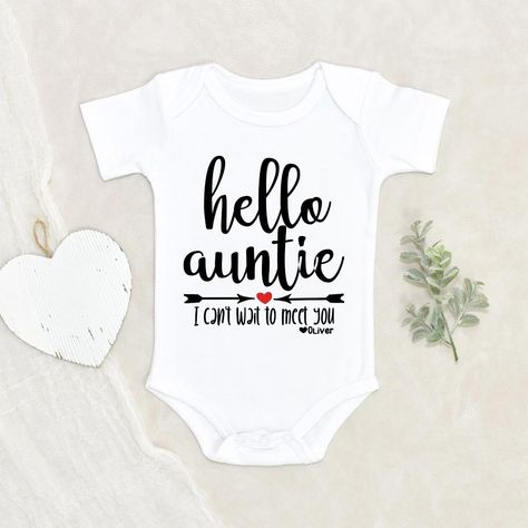 Personalized Onesie - Pregnancy Announcement Onesie - Aunt Onesie - Hello Auntie Baby Onesie - Aunt Announcement Onesie - Pregnancy Announcement Onesie - Aunt Reveal Onesie HOW TO ORDER:1) Choose onesie2) Select design color if applicable3) Enter customization in “Add your personalization” field4) ADD TO CART5) Select from our shipping class optionsONESIE SIZES0-3 Months :: 21-24 in. / 6-12 Ibs.3-6 Months :: 24-26 in. / 12-16 Ibs.6-9 Months :: 26-28 in. / 16-20 Ibs.12 Months :: 28-30 in. / 20-24 Aunt To Be Announcement, Auntie Baby Announcement, Auntie Announcement Pregnancy, Aunt Announcement Pregnancy, Baby Announcement To Aunt, 1st Baby Announcement, Pregnancy Announcement To Aunt, Hello Auntie, Aunt Baby Announcement