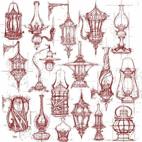 Ideas For Your Sketchbook, Sketchbook Aesthetic, Gas Lamps, Architecture Drawing Art, Prop Design, 판타지 아트, Architectural Design, Art Reference Photos, Art Reference Poses