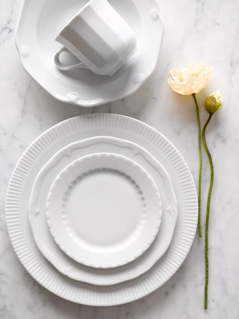 Mix and match Pillivuyt Eclectique Dinnerware Mix And Match Dinnerware, White Dinner Plate Setting, White Plate Set, Modern White Dinner Plates, Diner Set Plates White, White Porcelain Plate, White Tableware, White Dinnerware, White China