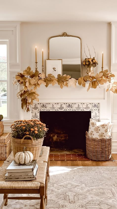 Fall Mantle Decor, Creek House, Fall Room Decor, Fall Fireplace, Neutral Fall Decor, The Mantle, Fall Living Room, Fall Thanksgiving Decor, Stoney Creek