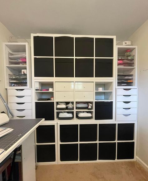 Black Craft Room, Black Craft, Work Studio, Ikea Furniture Hacks, Craft Rooms, Furniture Hacks, Craft Studio, Ikea Furniture, Bonus Room