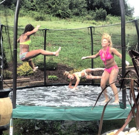 Soapy trampoline Soapy Trampoline, Trampoline Slip N Slide, Bubble Trampoline, Soap On Trampoline, Soap Trampoline, Trampoline Sleepover, Trampoline Gym, Summer Bucket List For Teens, Water Trampoline