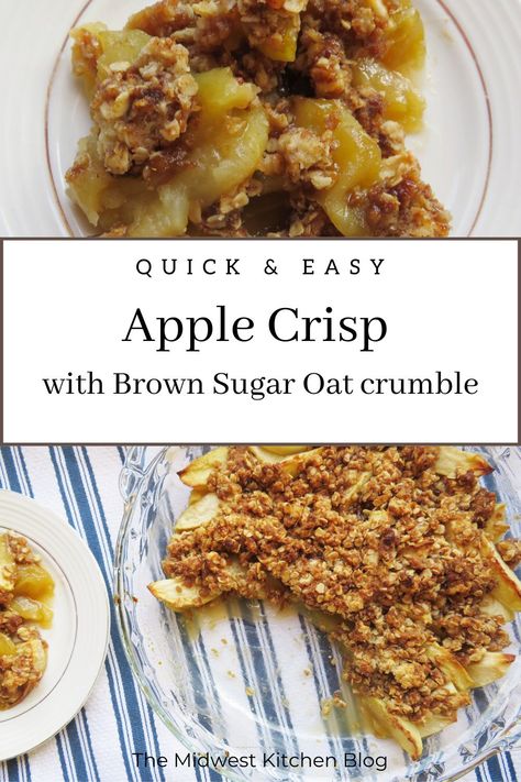 Apple Crisp Quick Oats, Breakfast Apple Crisp, Apple Crisp Recipe With Oats, Apple Crumble With Oats, Quick Oat Recipes, Recipe With Oats, Oatmeal Crumble Topping, Maple Brown Sugar Oatmeal, Midwest Kitchen