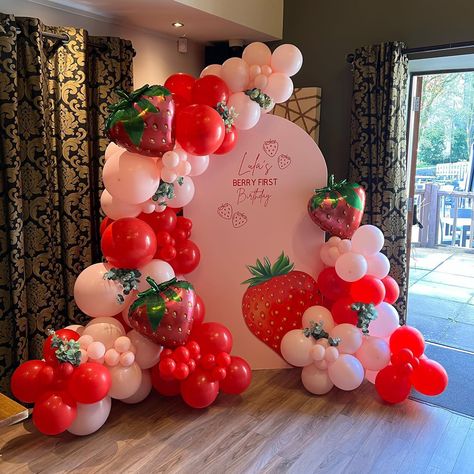 153pcs Strawberry Balloon Garland Arch Kit Dusty Pink Red Balloons for Sweet Girl Berry First Strawberry Balloons, Fruit Theme Party, Twin Birthday Parties, Strawberry Shortcake Party, Baby Shower Theme Decorations, Backdrop Decor, 1st Birthday Party Decorations, Strawberry Decorations, Strawberry Baby