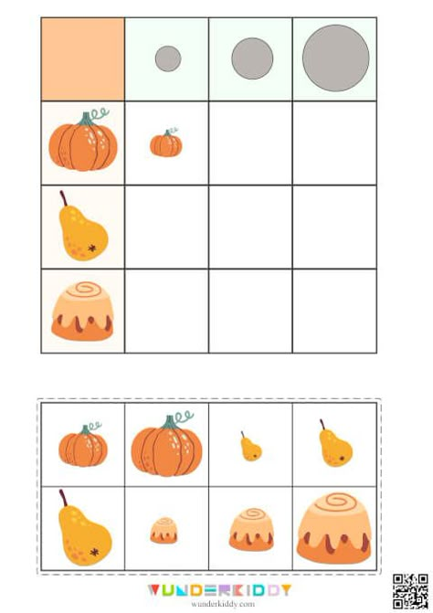 Printable Autumn Themed Size Sorting Activity for Kids Size Sorting Activities For Preschool, Size Sorting, Visual Processing, Home Preschool, Preschool Activities Toddler, Preschool Age, Math Activities Preschool, English Activities, Sorting Activities