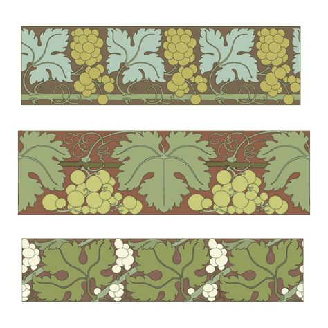 Grape frieze patterns | Craftsmanspace Patterns In Art, Traced Art, Art Nouveau Vector, Free Vector Patterns, Grape Tree, Tracing Art, Saw Mill, Public Domain Books, Alphonse Mucha Art