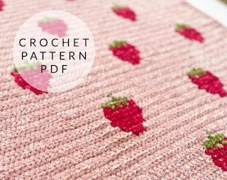 Crochet Butterfly Blanket Pattern, Strawberry Crochet Blanket Pattern, Strawberry Blanket Crochet, Crochet Strawberry Blanket, Strawberry Crochet Blanket, Crochet Baby Blanket Free Pattern Unique, First Crochet Project For Beginners, Crochet Patterns Baby Blanket, Crochet Baby Items