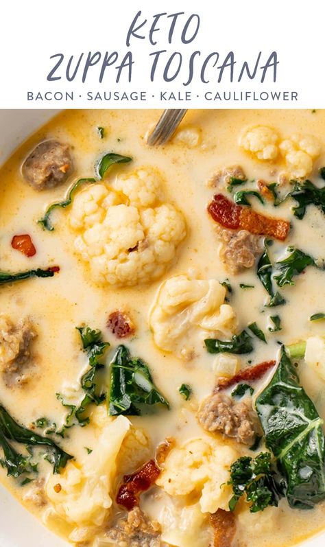 This keto zuppa toscana is rich and creamy, loaded with flavor, and only 7g net carbs per serving. Filling and delicious, this low carb soup is excellent for meal prep and so satisfying during the colder months. The keto version of our very popular Healthy Zuppa Toscana (Whole30)! Healthy Zuppa Toscana, Keto Zuppa Toscana, Keto Zuppa, Zuppa Toscana Soup, Toscana Soup, Egg Diet Plan, Baking Powder Uses, Boiled Egg Diet Plan, Baking Soda Beauty Uses