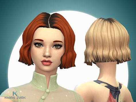 Short 2 Tone Hair | Kiara Zurk on Patreon Two Toned Short Hair, 2 Tone Hair, Ts4 Cc Hair, The Sims 4 Female Hair, Two Tone Hair, Dress Sleeves, 3d Lashes, Sims Hair, Female Hair