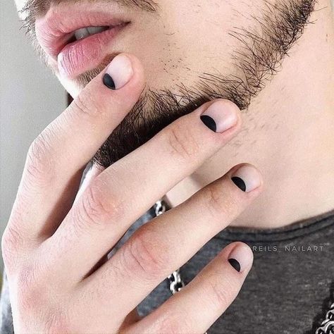 Male Nails, Mens Manicure, Men Nail Polish, Short Nail Manicure, Minimal Nails Art, Mens Nails, Minimalist Nail Art, Minimal Nails, Black Nail Designs