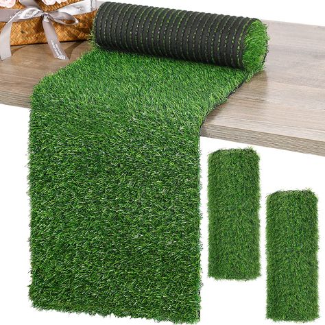 Golf Table Decorations, Moss Table Runner, Moss Table, Grass Placemats, Golf Theme Party, Tractor Birthday Party, Golf Birthday Party, Faux Moss, Football Birthday Party