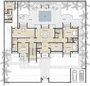 Mediterranean Floor Plans, New Classic Villa, Classic Villa Design, Drawing House Plans, Large Floor Plans, House Plans Mansion, Classic House Exterior, Mansion Floor Plan, Courtyard House Plans