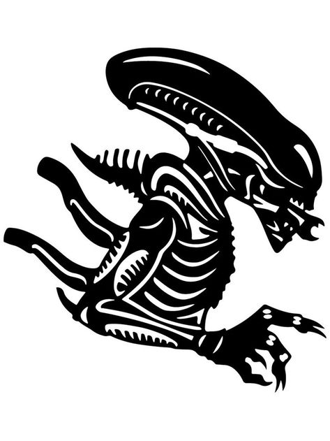 Xenomorph stencils are a selection of silhouettes of the movie of the same name that you can cut out of paper. All Xenomorph stencils are free to download and print. Xenomorph Silhouette, Xenomorph Drawing, Alien Vector, Popular Logos, Media Logo, Alien Vs Predator, Pumpkin Stencil, Alien Vs, Travel Logo