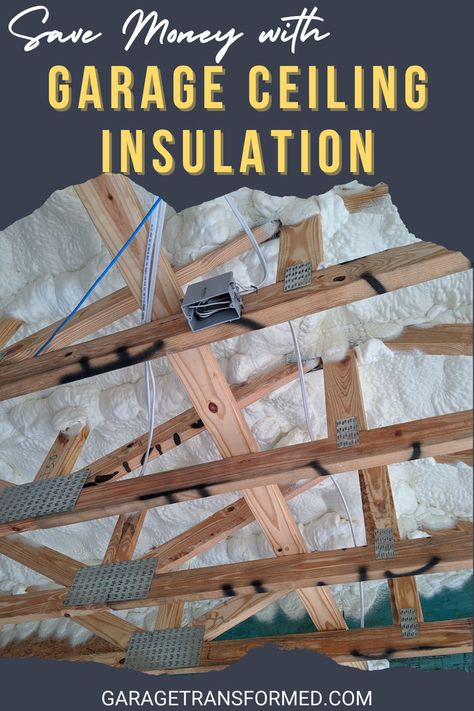 Is garage ceiling insulation right for you? Find out how to save money and lower your energy bills just by adding a little insulation in your garage ceiling! Vaulted Garage Ceiling, Insulating A Garage, Garage Ceiling Insulation, Cathedral Ceiling Insulation, Garage Ceiling Ideas, Myths Vs Facts, Interior Wall Insulation, Garage Insulation, Garage Plans Detached