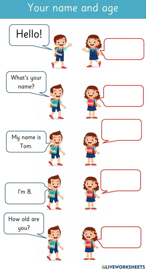 My Your Worksheet, What's Your Name Worksheet, English Kids Worksheet, Was Were Worksheet For Kids, Personal Information Worksheet, Who What Where When Why How Worksheet, Ist Class English Worksheet, Free English Courses, Ingles Kids