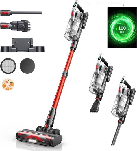 Laresar Cordless Vacuum Cleaners, 450W 38kPa Powerful Stick Vacuum, 55 Minutes Max, Anti-Tangle Floor Brush, Colorful Animated Screen, Handheld Vacuum for Floor Carpet Pet Hair (Elite S6) Video Games Gift, Kitchen Vacuum, Household Cleaner, Vacuum Accessories, Vacuum Cleaners, Cordless Vacuum Cleaner, Stick Vacuum, Carpet Cleaners, Cordless Vacuum