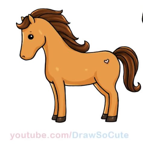 Drawing by Draw So Cute #cute #kawaii #chibi #cartoon #horse #pony #animal #drawing #DrawSoCute Cartoon Horse Drawing Easy, Horse Cute Drawing, Cute Pony Drawing, Cute Horse Drawing Cartoon, Horse Drawing Cute, Cute Horse Drawing Easy, Baby Horse Drawing, How To Draw Horse, Horse Cartoon Cute