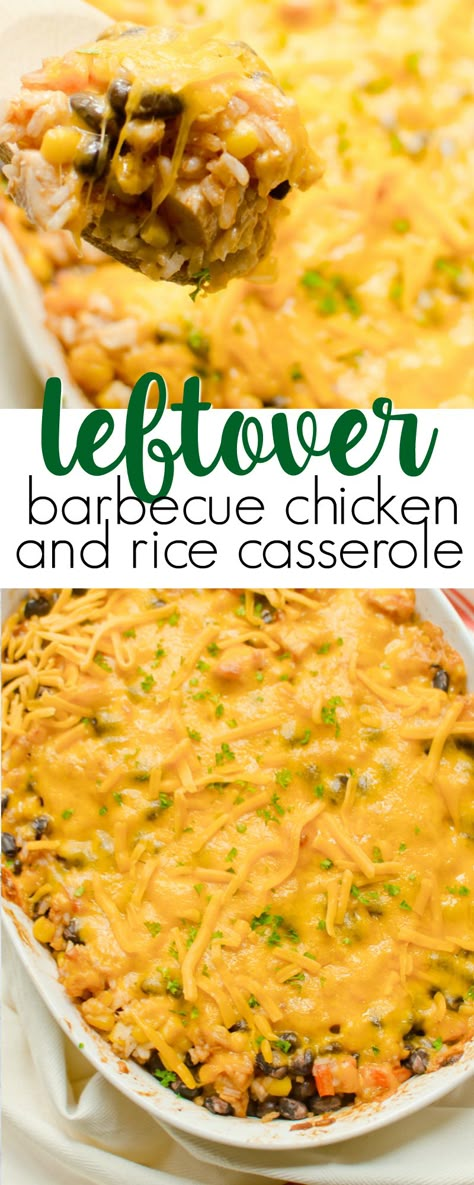 Leftover BBQ Chicken and Rice Casserole Leftover Chicken And Rice, Bbq Chicken And Rice, Leftover Bbq Chicken Recipes, Leftover Bbq Chicken, Chicken And Rice Recipes, Leftover Chicken Breast, Leftover Casserole, Smoked Chicken Breast, Braised Chicken Breast