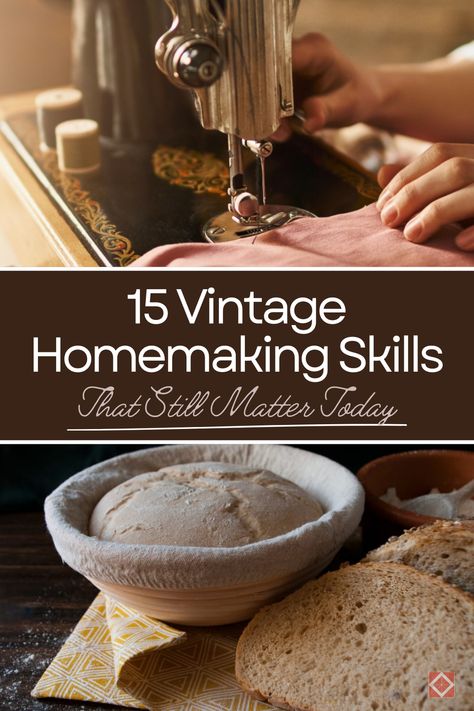 Discover the timeless value of vintage homemaking skills that still matter today. From cooking from scratch to mending clothes, these traditional arts bring practicality, satisfaction, and a connection to a simpler way of life. Embrace old-fashioned resourcefulness and creativity to enrich your home and create a more intentional, fulfilling lifestyle. Learn how these skills can transform your homemaking routine. Homemaking Routine, Living Cheap Saving Money, Vintage Skills, Traditional Homemaking, Vintage Homemaking, Pioneer Living, Living Cheap, Suburban Homestead, Homestead Skills