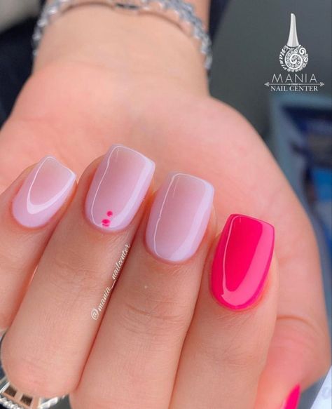 Valentine Nails Minimalist, Valentines Day Nails Fuschia, Simple Nail Designs Short Nails Square, Short Nude Nails With Design, Cute Short Dip Nails, Simple Dip Nails, Dip Nail Designs, Unghie Sfumate, Her Nails