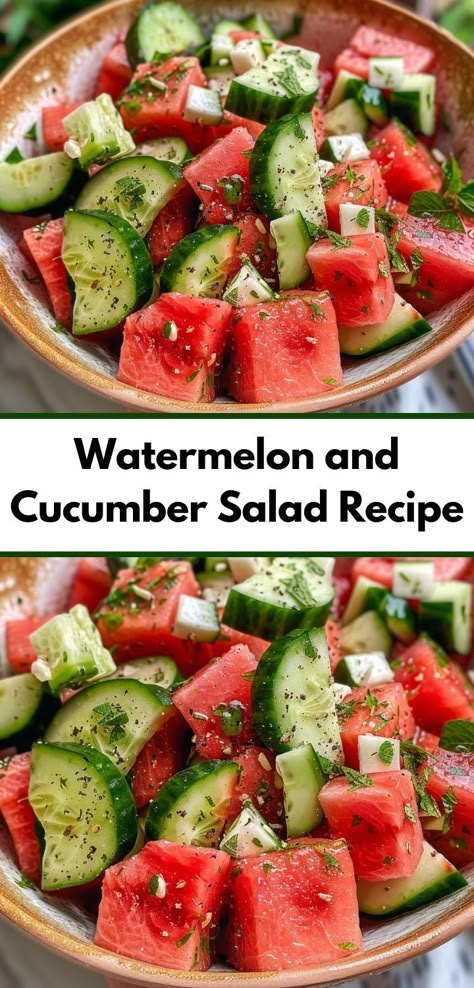 Need new watermelon recipes? Our Watermelon And Cucumber Salad Recipe is a delightful mix. Simple to make and ideal for watermelon salads, it’s a must-try for any warm day. Red Wine Vinegar Cucumber Salad, Uses For Watermelon, Quick Easy Salad Recipes Healthy, Recipes Using Watermelon, Watermelon Cleanse, Recipes With Watermelon, Watermelon Salads, Fruit Salad Watermelon, Mint Recipes Fresh