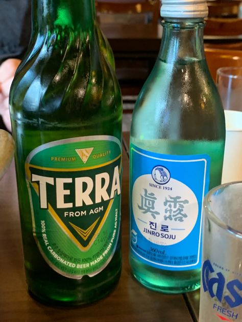 jinro soju and terra its mekju Jinro Soju, Soju, Drinks