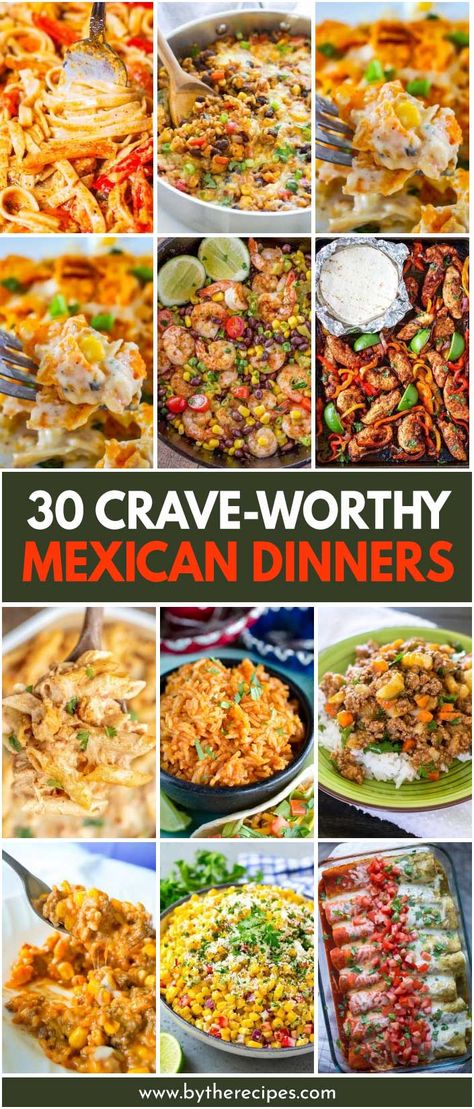 30 Crave-Worthy Mexican Dinners Mexican Monday Dinners, Stretch Meals, Shrimp Burrito Bowl, Easy Mexican Lasagna, Mexican Dinner Ideas, Meals Mexican, Easy Mexican Dishes, Shrimp Burrito, Dinner Mexican