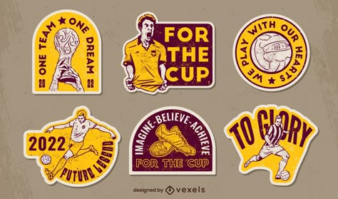 Sports Team Merch Ideas, Soccer Logo Design Ideas, Soccer Graphic Design, Canva Retro, Soccer Graphics, Football Merch, Merch Stickers, Sport Stickers, Soccer Stickers