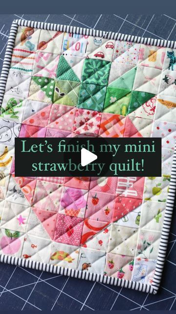 Quilting Patterns, Fabric, & Tees | Holly Lesué on Instagram: "Let’s finish the mini strawberry! 🍓🍓🍓  1. Make a quilt sandwich (backing fabric + batting + quilt block) 2. Pin all layers together 3. Use a hera marker to make lines for quilting 4. Quilt on marked lines 5. Trim sides, square up mini quilt 6. Make & attach binding 7. Sew binding down on back 8. Stare at the cutest mini strawberry block with heart eyes!  I’ve been in a bit of a quilting lull lately, not really feeling like making anything. So making this mini strawberry was the perfect little project for me. I don’t totally have my “sewjo” back yet but this was a breath of fresh quilting air.  What do you do when you lose any desire to quilt/sew/create? I’d say I’m “asking for a friend” but I’m literally asking for me! Help! Quilt Sandwich Tutorial, Strawberry Quilt Pattern, Strawberry Quilt Pattern Free, Strawberry Quilt, Japanese Quilting, Sewing Binding, Patterns Fabric, Mini Quilt Patterns, Make A Quilt