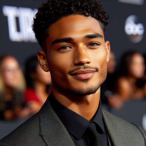 Black Guy Character Inspiration, Blasian Model Male, Black Guy Artbreeder, Mixed Male Models, Men With Colored Eyes, Black Men Reference, Men With Hazel Eyes, Black Men Face Claims, Black Man Face Claim