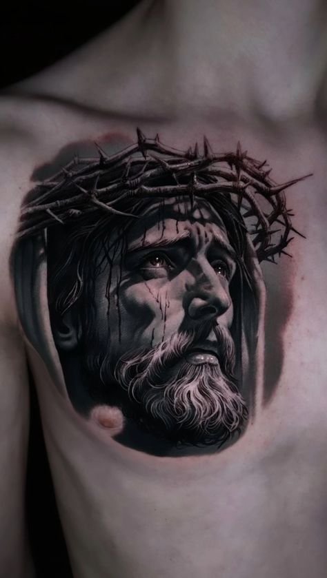 God Tattoos For Men Jesus, Jesus Tattoo Design For Men, Jesus Chest Tattoo, God Tattoos For Men, Jesus Tattoo On Arm, Jesus Sketch, Fake Skin Tattoo, Jesus Christ Tattoo, Jesus Tattoo Design