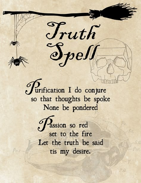 Magic Spell Book Art, Short Spells, Truth Spell, Witchy Spells, Witchcraft Spells For Beginners, Charmed Book Of Shadows, Witch Spells, Witch Herbs, Witch Quotes