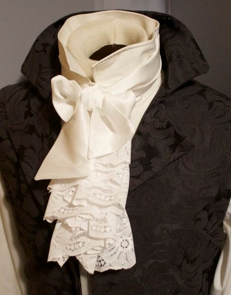 Fancy Historic Victorian White JABOT - Lace self tie Regency Ascot Cravat Necktie Cravat Aesthetic, Beast Outfit, Baby Shoes Diy Pattern, Baby Shoes Tutorial, Cravat Tie, Baby Booties Free Pattern, Baby Shoes Diy, Crochet Baby Shoes Pattern, Baby Shoes Pattern