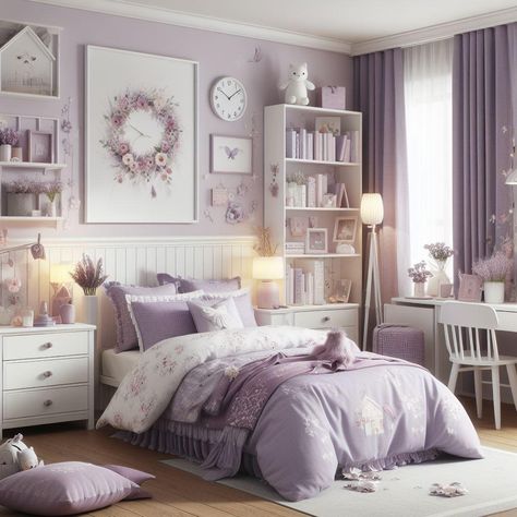 Lilac Room Ideas, Lilac Room Ideas Bedrooms, Lilac Room Decor, Lilac Bedroom Ideas, Lilac Room, Lilac Bedroom, Lilac Cottage, Dream Bedroom Inspiration, Cool Room Designs