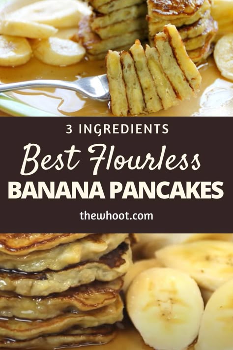 Flourless Banana Pancakes, Flourless Pancakes, Banana Pancake Recipe, Banana Waffles, Banana Pancake, Banana Pancakes Recipe, Banana And Egg, The Whoot, Pancakes Healthy